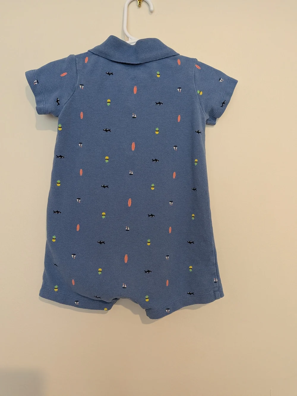 Carter's Blue Polo Romper with Surf Print